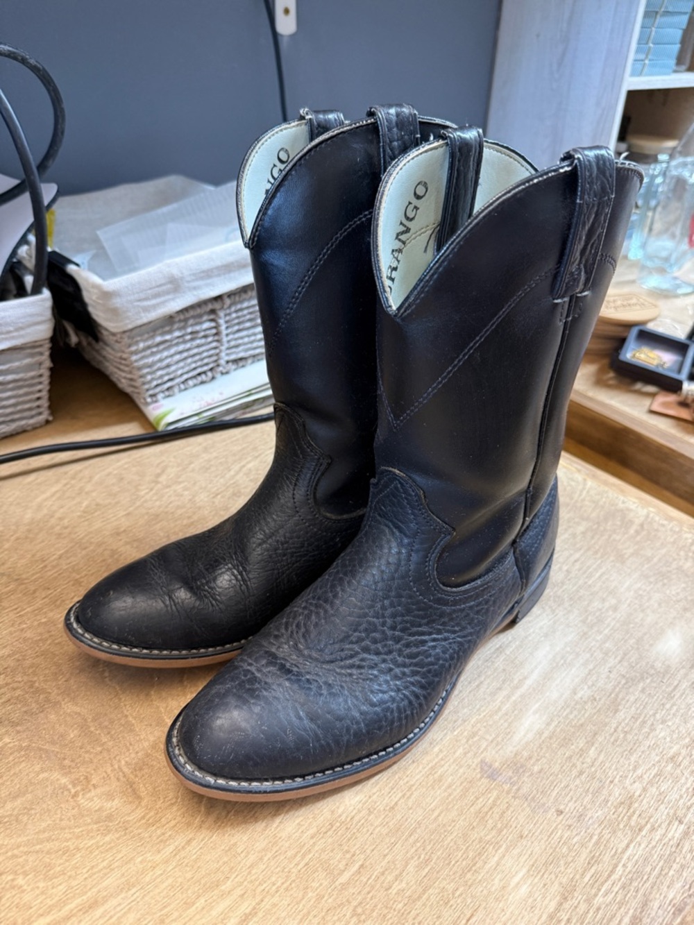 Durango DB800 Black Leather Western Boots Men’s 8.5 D Cowboy Pull-On